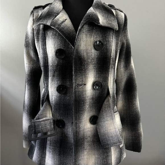 last kiss Jackets & Blazers - Last Kiss Black and White Peacoat